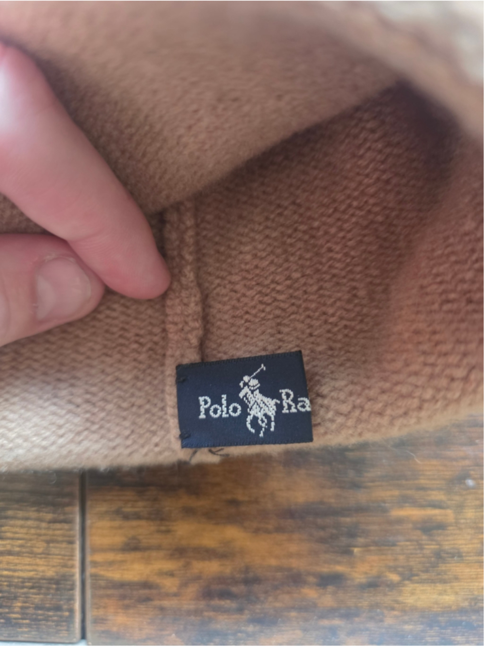Men's Polo Ralph Lauren Beanie Hat One Size Beige - Picture 3 of 3